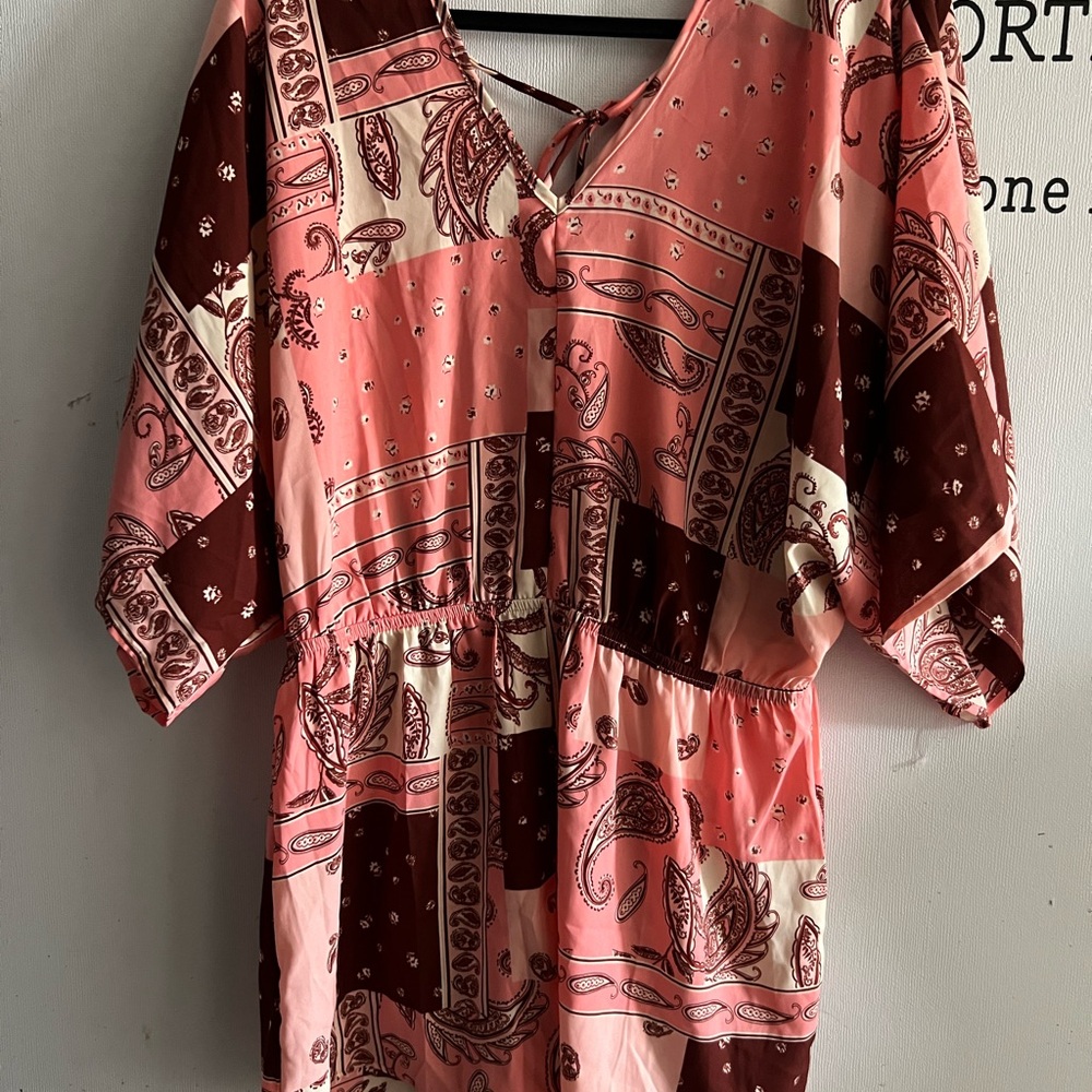 Bohemian Pink and Brown Paisley Dress